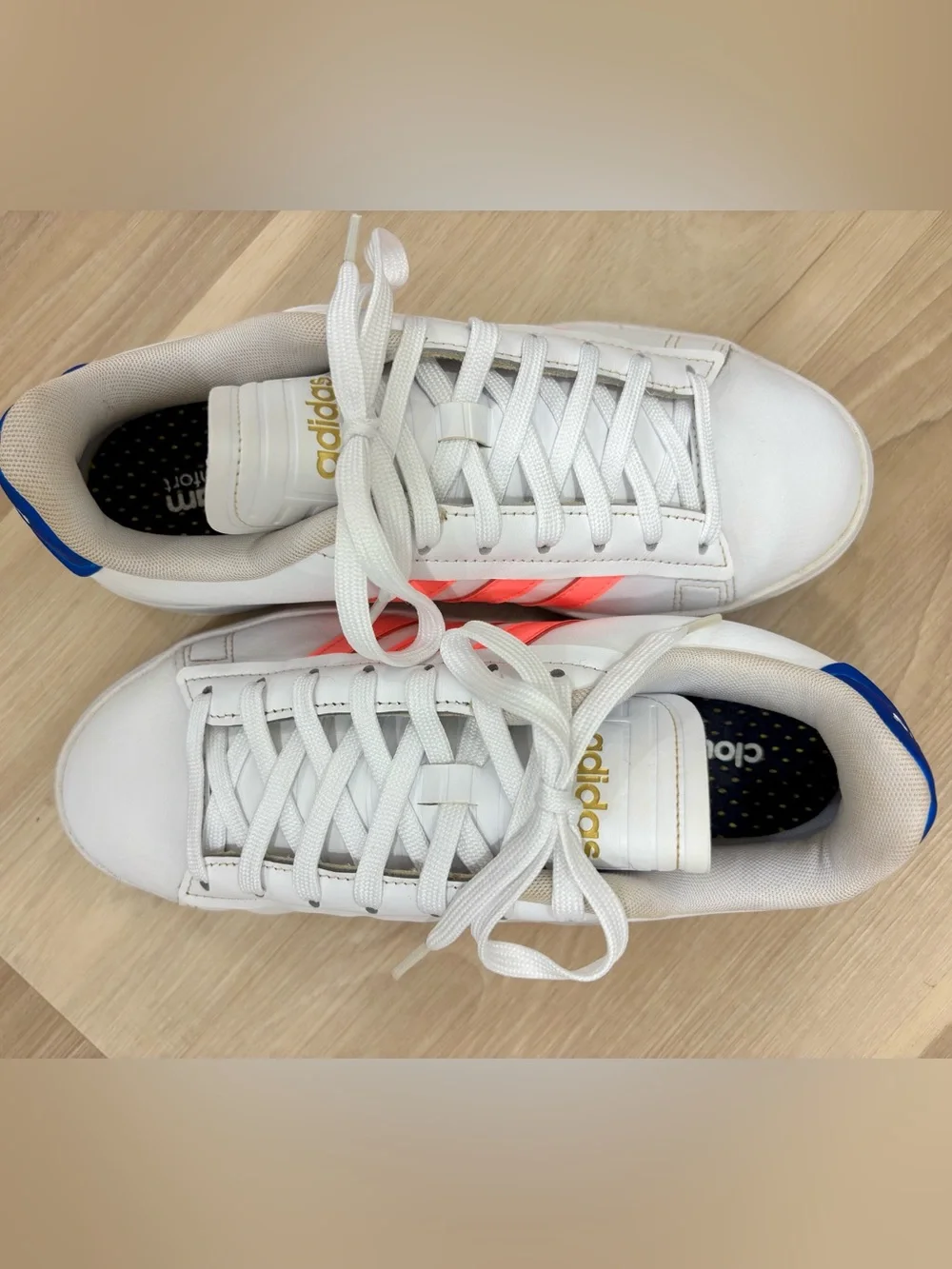 Adidas Grand Court Base Sneakers White Pink Blue GY0030 Women’s Size 7